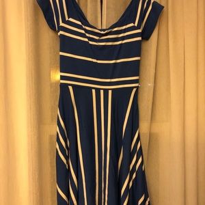 Loft Blue Striped Midi Dress, Small